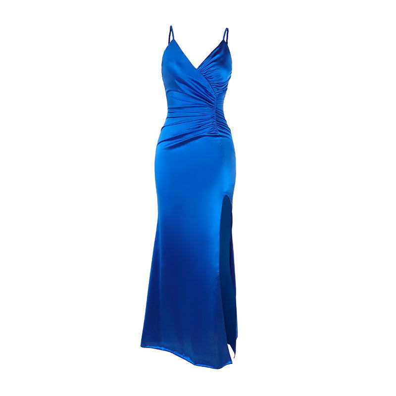 Camisole Stretch V neck Pleated Slit Formal