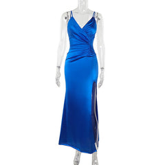 Camisole Stretch V neck Pleated Slit Formal