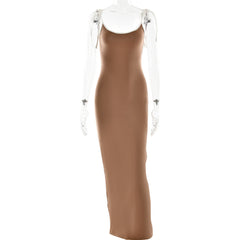 Sheath Slim Fit Maxi Dress Sleeveless Suspenders Dress