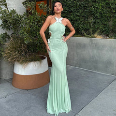 off Shoulder Halter Butterfly Decoration Slim Fit Holiday