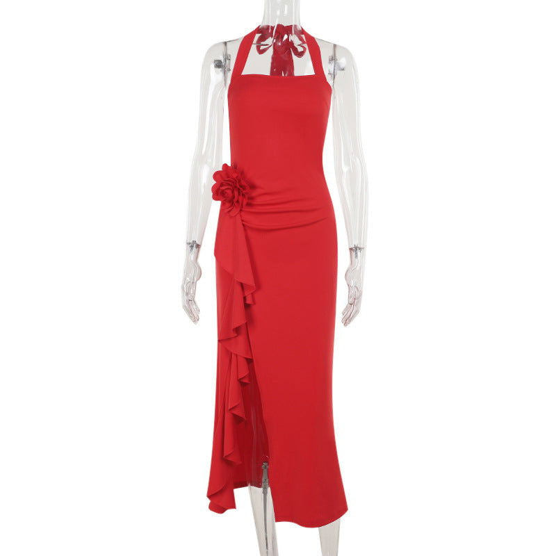 Socialite Elegant Slim Three Dimensional Floral Split