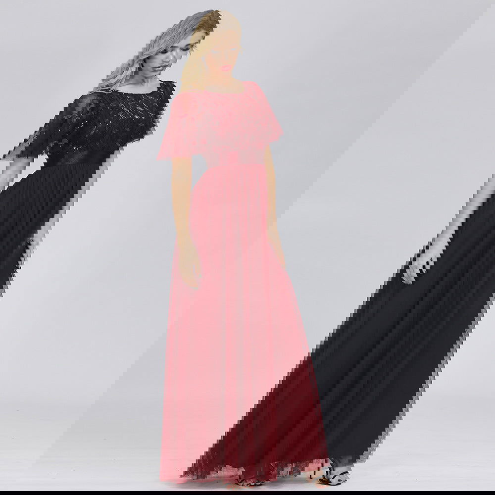 Stretch Waist Patchwork round Neck Party Big a Swing Evening Dress for