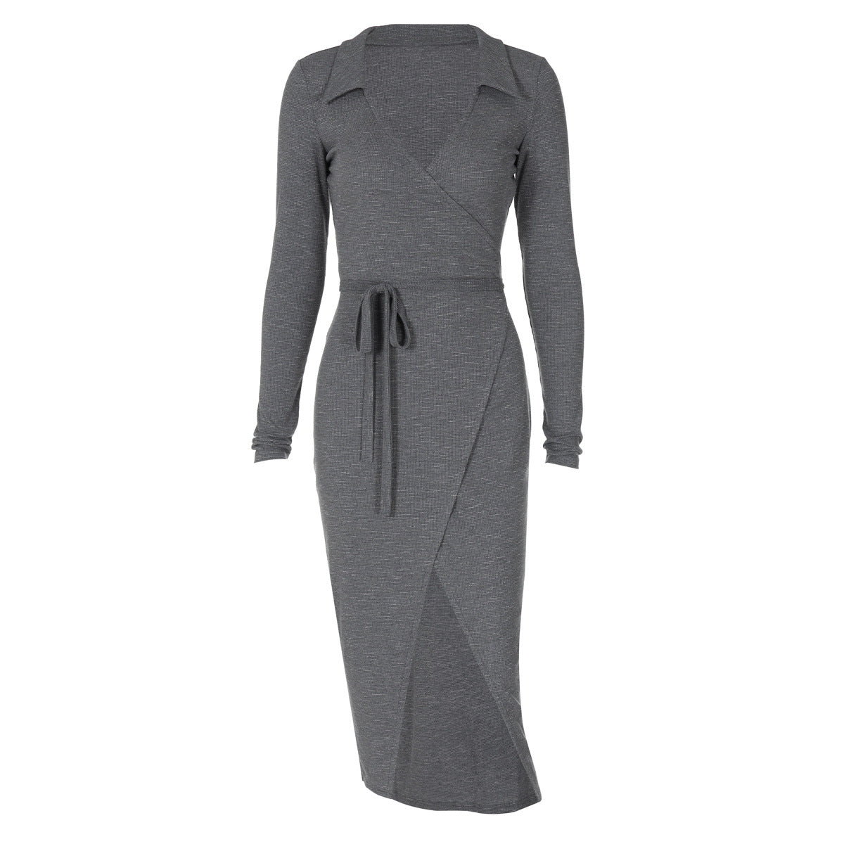 Arrival Long Sleeve Dress Sheath Lace up Waist Split Dress