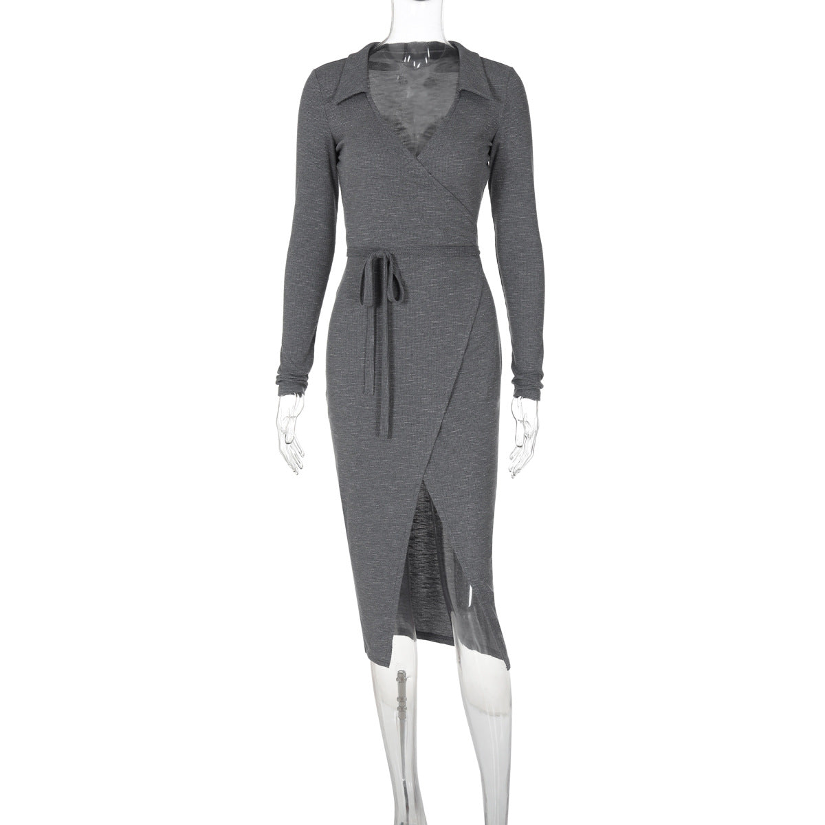Arrival Long Sleeve Dress Sheath Lace up Waist Split Dress