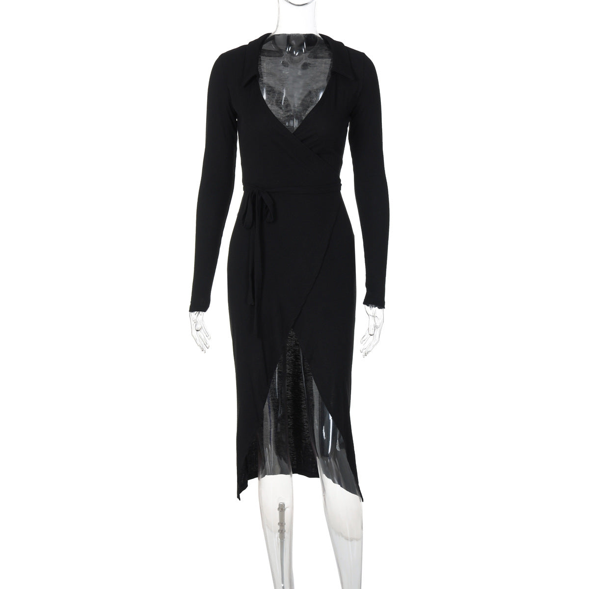 Arrival Long Sleeve Dress Sheath Lace up Waist Split Dress