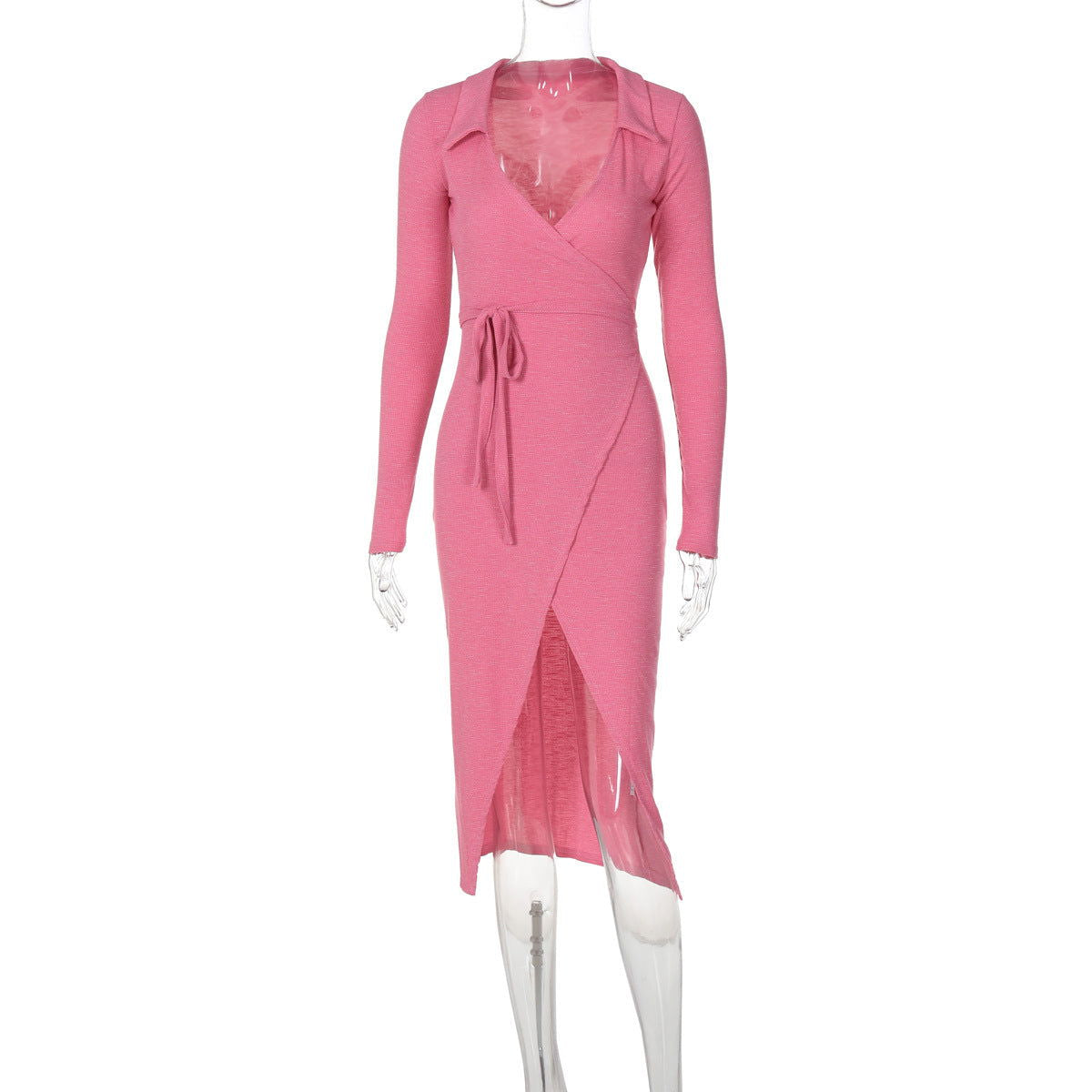 Arrival Long Sleeve Dress Sheath Lace up Waist Split Dress