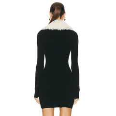 Cuello de piel negro con cremallera y diseño elástico de StCollar