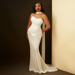 Black White Bandage High Elastic White Mesh Maxi Dress