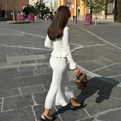 Classic Ruffled V neck Hip Small Fishtail with dress Set