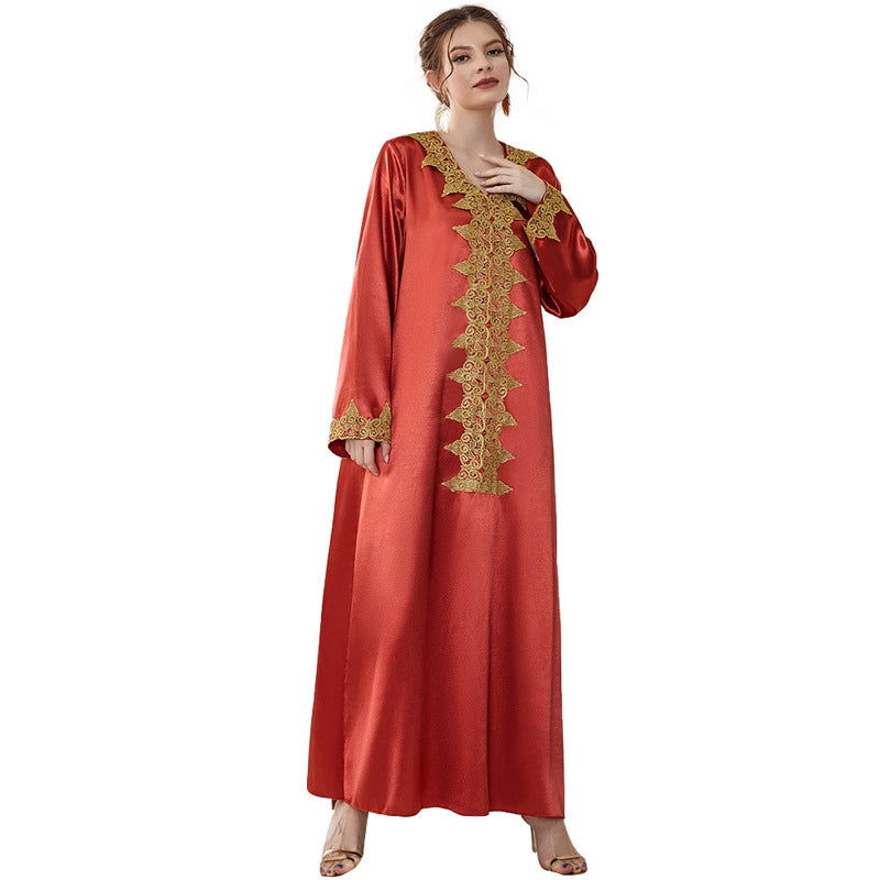 Dress Embroidered Lace Solid Color Robe