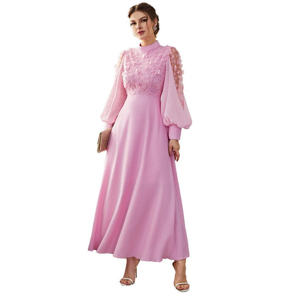 Applique Bubble Long Sleeve Big Hem Dress AmiEmi Applique Bubble Long Sleeve Big Hem Dress AmiEmi