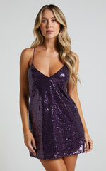 Dress Sleeveless Nightclub Sequ V neck Strap Short Dress