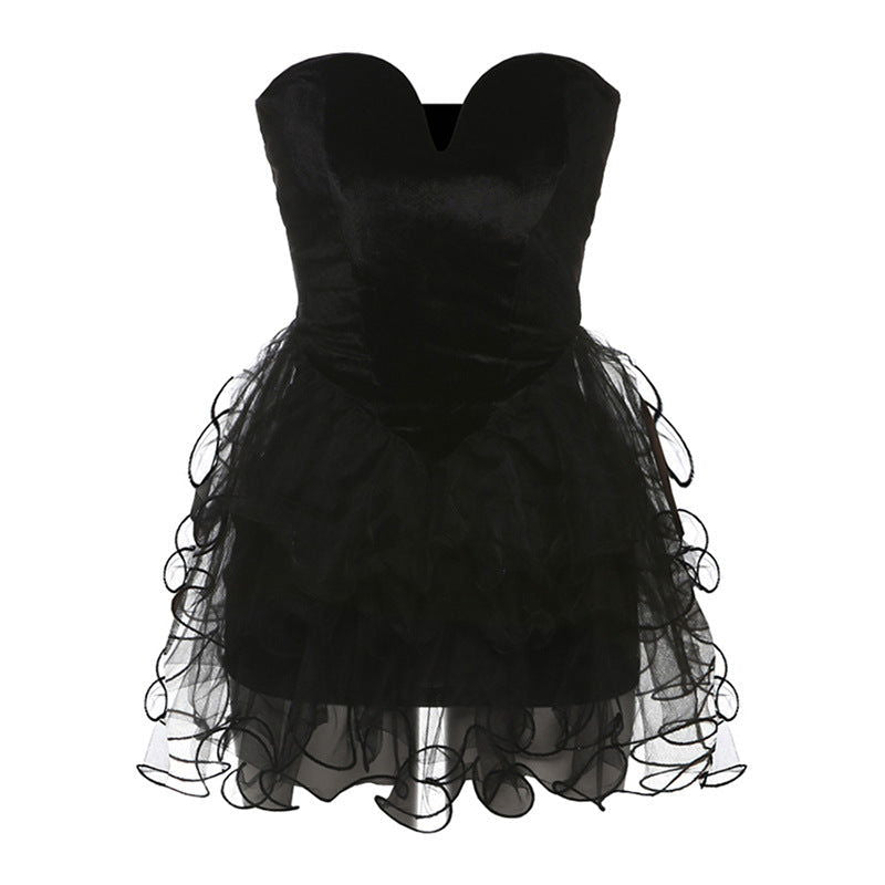Elegant Backless Dress puffy dress Slim Tube Top Dress