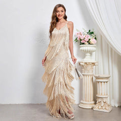Vestido de tirantes finos con borlas
