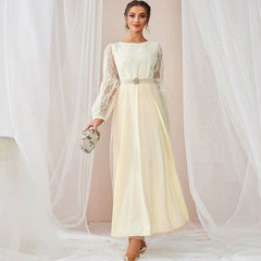 Casual Splicing Lace Grenadine Dress