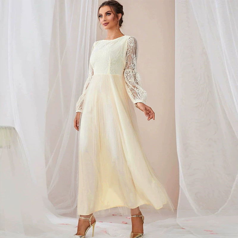 Casual Splicing Lace Grenadine Dress