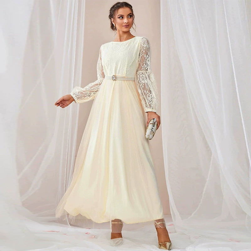 Casual Splicing Lace Grenadine Dress