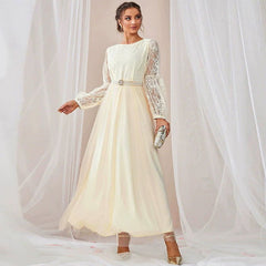 Casual Splicing Lace Grenadine Dress