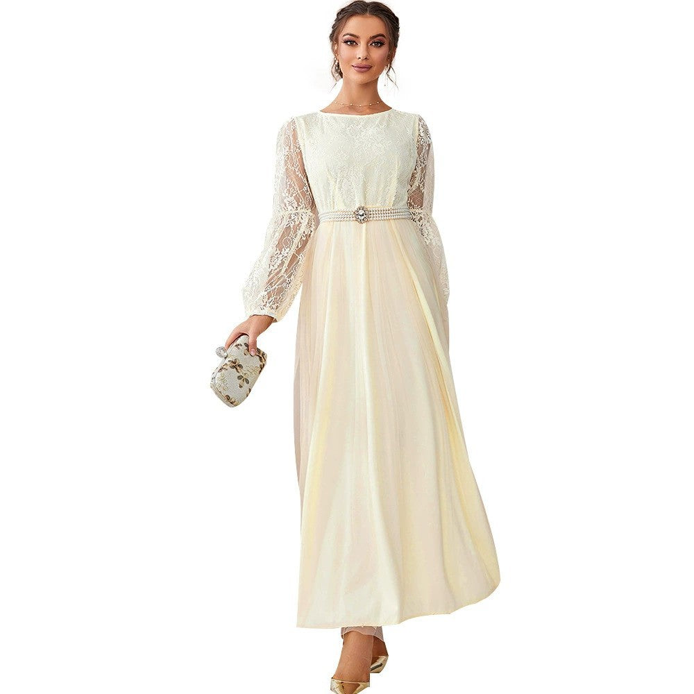 Casual Splicing Lace Grenadine Dress
