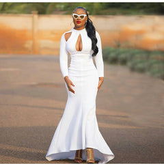 Vestido africano de cola de pez con cintura alta