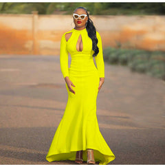 Vestido africano de cola de pez con cintura alta