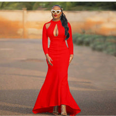 Vestido africano de cola de pez con cintura alta