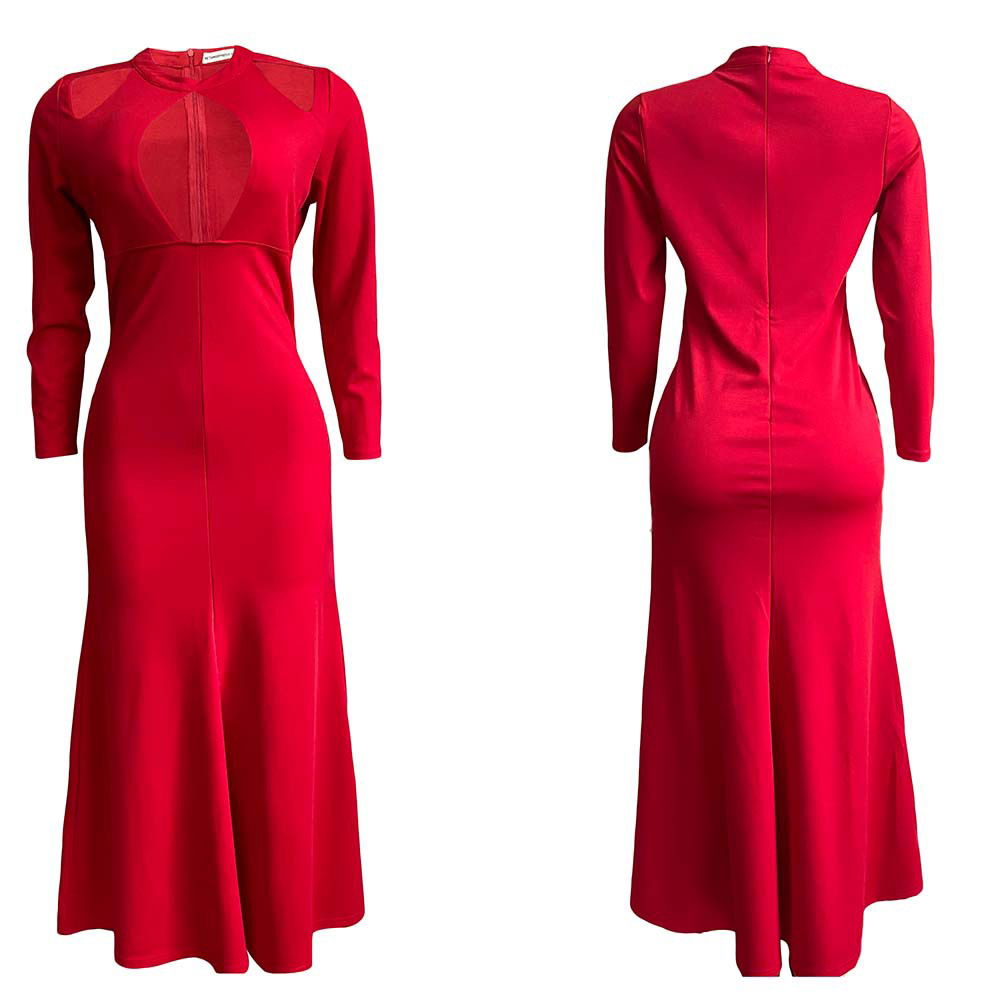 Vestido africano de cola de pez con cintura alta