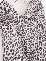 Vestido lencero de satén con estampado de leopardo