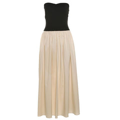 Vestido tubo ajustado con patchwork en contraste de colores y pliegues