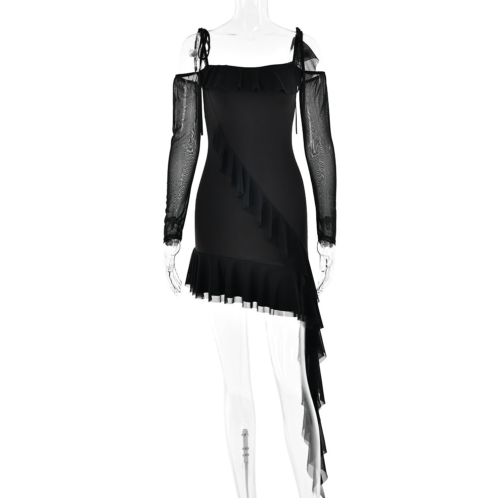 off Neck Strap Tube Top Backless Sheath Fishtail Dress
