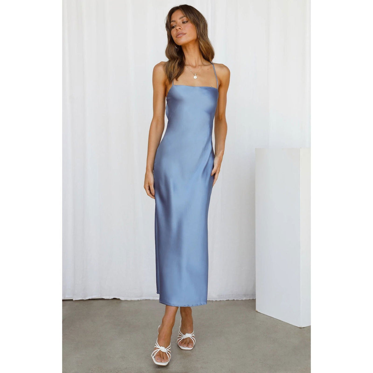 Back Lace-up Slim Dress Mid-Length Dress Summer