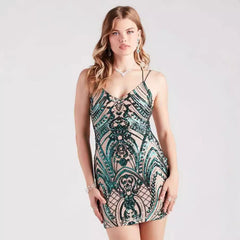 Vestido de alta sociedad con lentejuelas y espalda descubierta, el más vendido