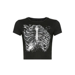 Black Skeleton Crop Top