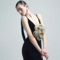 Black Camisole Backless Slim Fit Golden Floral Dress Maxi Dress Dress Batch