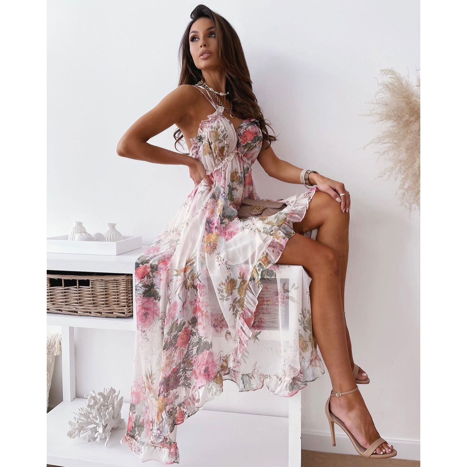 Bohemian Sling Dress Loose Chiffon