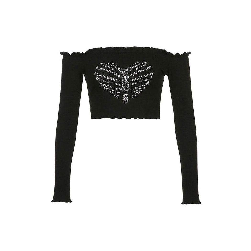 Bones – Bardot-Top mit Strass