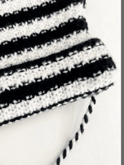 Striped Knitted Hat with Horn Detail