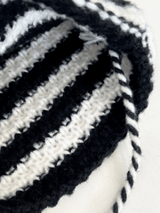 Striped Knitted Hat with Horn Detail