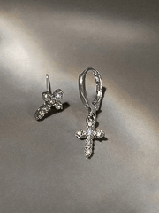 Rhinestone Cross Decor Earring
