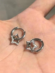Hollow star rhinestone hoop earring