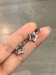 Hollow star rhinestone hoop earring