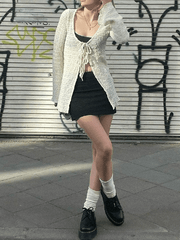 Tie front long sleeve cardigan