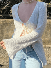Tie front long sleeve cardigan