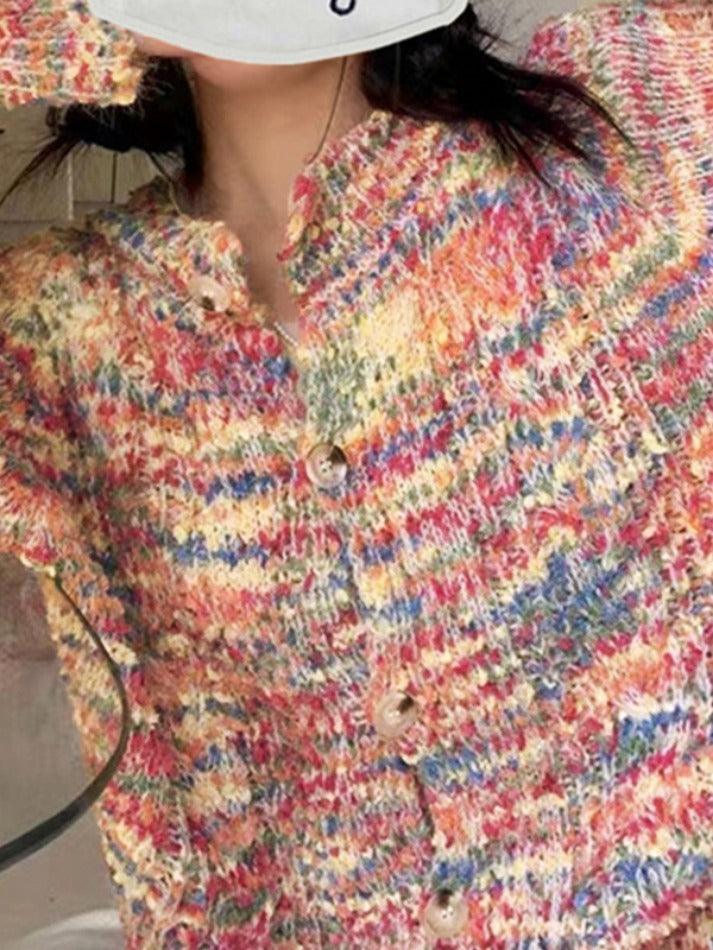 Rainbow front button cardigan