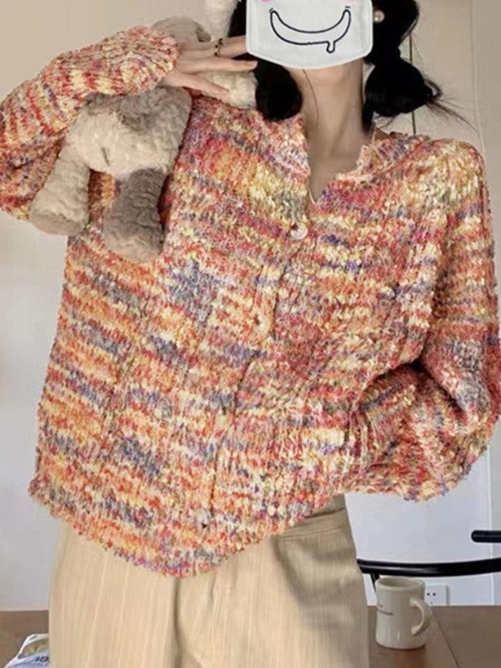 Rainbow front button cardigan