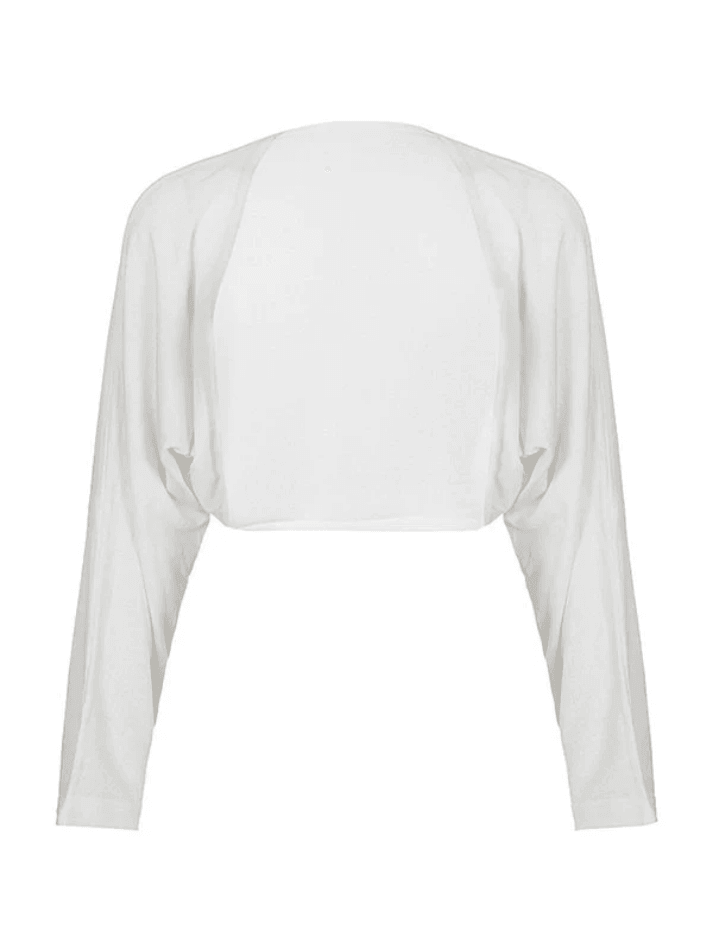 Schlichte, langärmlige, kurze Shrug-Strickjacke