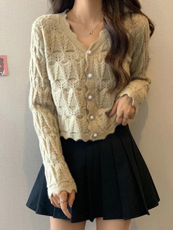 Strickcardigan mit Cut-Outs und V-Ausschnitt