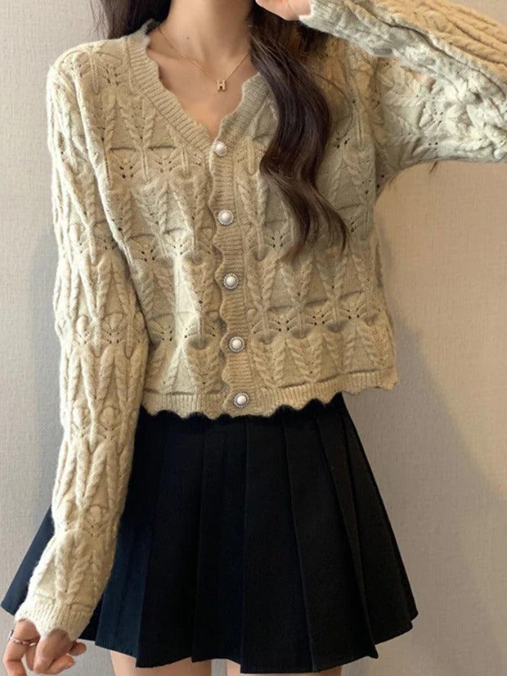 Strickcardigan mit Cut-Outs und V-Ausschnitt