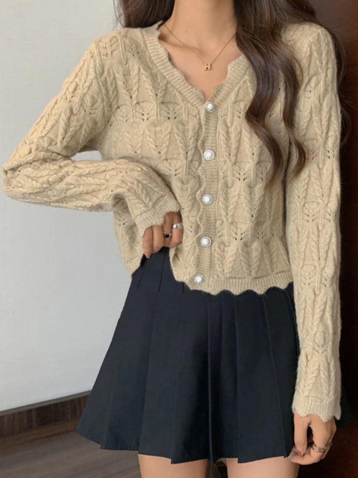Strickcardigan mit Cut-Outs und V-Ausschnitt