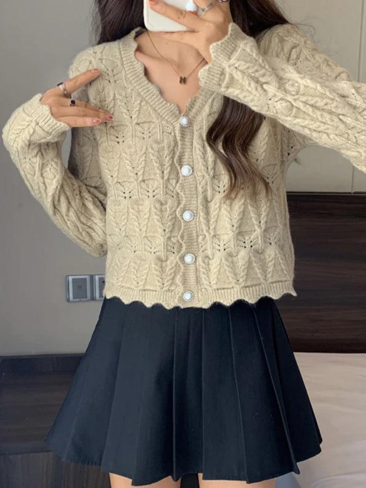 Strickcardigan mit Cut-Outs und V-Ausschnitt